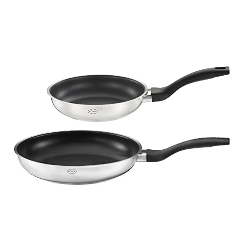 RÖSLE Pfannen-Set Basic Line Ø 20 cm, 24 cm - Edelstahl Pfannen-Set mit Antihaftversiegelung ProPlex, temperaturbeständig bis 260 °C, ideal für gesundes Braten ohne Ankleben, perfekt für jede Küche.