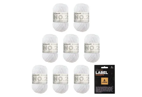myboshi No.2 Wolle - Babywolle mit Label - Garne: 100% vegane Babywolle aus 85% Baumwolle und 15% Kapok, speichelecht und hautverträglich. Inklusive kostenlosem myboshi Label in Lederoptik!