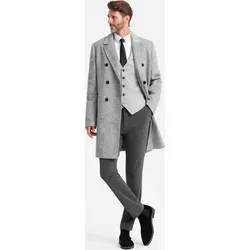Ombre Clothing Zweireihiger Herrenmantel Mathias Mbakop grau S - Grau - S