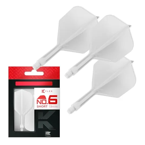 Target Darts K Flex Integrated Dart Flights and Shafts, Nr.6 Weiß (Short) | 3er Pack K-Flex - No6, Kflex All In One Moulded Dart Flight & Stem | Professionelles Dart Zubehör