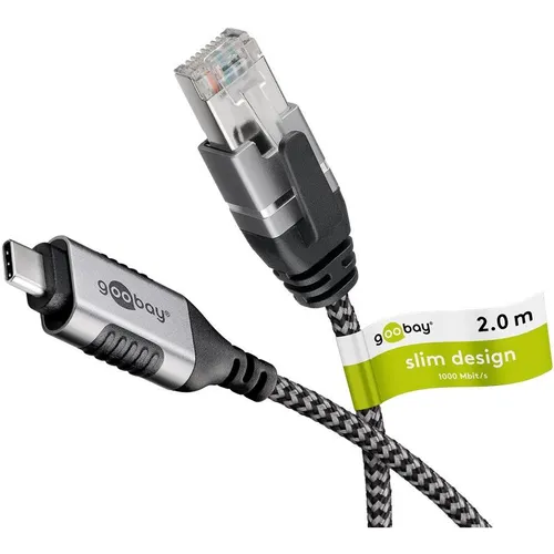 Ethernet-Kabel USB-C™ 3.1 auf RJ45, Slim, 2 m - USB-Kabel, -Hubs & -Adapter mit 2 m Länge, ideal für eine stabile Internetverbindung und schnelle Datenübertragung.