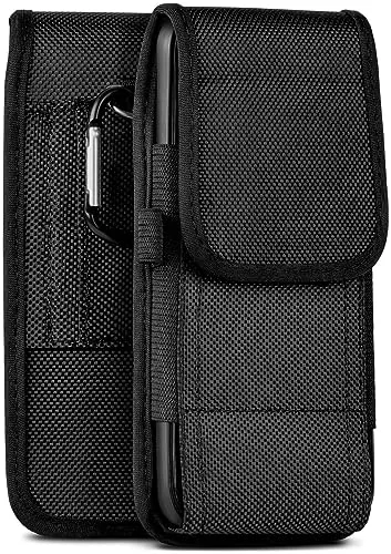 moex Agility Case für Telekom T Phone Hülle mit Gürtelschlaufe, Handy Gürteltasche Outdoor Handyhülle, Nylon Gürtel Handytasche, robuste Schutzhülle mit Karabiner, Schwarz