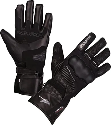Modeka Panamericana Motorradhandschuhe schwarz – Wasserdicht & Reflektierend - Motorradhandschuhe für Adventure-Fahrten: 100% wasser- und winddicht mit exzellentem Schutz durch SuperFabric® und SAS-TEC® Protektoren. Ideal für wechselhafte Wetterbedingungen.