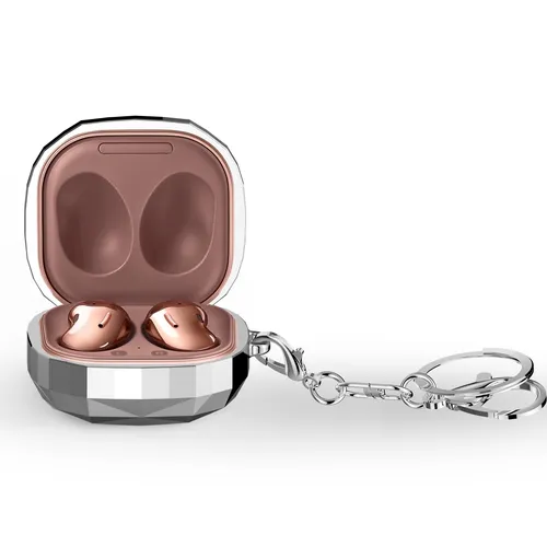 Cadorabo Hülle für Samsung Galaxy Buds PRO/LIVE/Buds 2 Design Diamant Silber Tragbare TPU Kopfhörer Schutzhülle