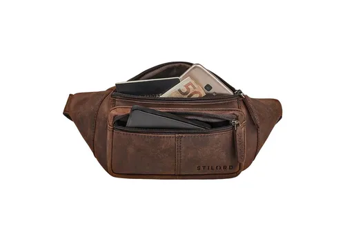 STILORD 'Devon' Vintage Bauchtasche aus Leder in Braun – Vielseitige Gürteltasche für Herren - Moderne Bauchtasche aus echtem Leder mit vielen Fächern für optimale Organisation. Ideal für Reisen und Festivals – sicher, stilvoll und vielseitig tragbar.