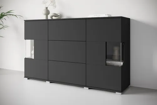 Sideboard INOSIGN "Kenia" – Modernes Design in Graphite Schwarz - Kommoden mit 3 Schubladen und 6 Fächern, gefertigt aus FSC-zertifiziertem Holzwerkstoff. Ideal für ein stilvolles Zuhause mit individueller Note.