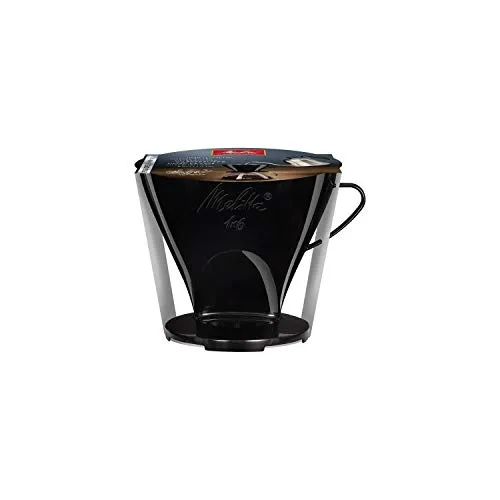 Melitta 6 Schwarzer Kaffeefilterhalter - Mehrwegfilter für perfekten Kaffeegenuss, spülmaschinenfest und mit zwei seitlichen Auslässen für gleichmäßigen Durchfluss.