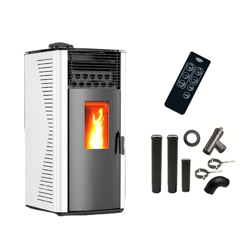 Anita Luft-Pelletofen 12 kW weiß Sannover mit Anschluss-Set - Kaminofen mit 12 kW Leistung, ideal für effiziente Beheizung. Inklusive Anschluss-Set für unkomplizierte Installation.