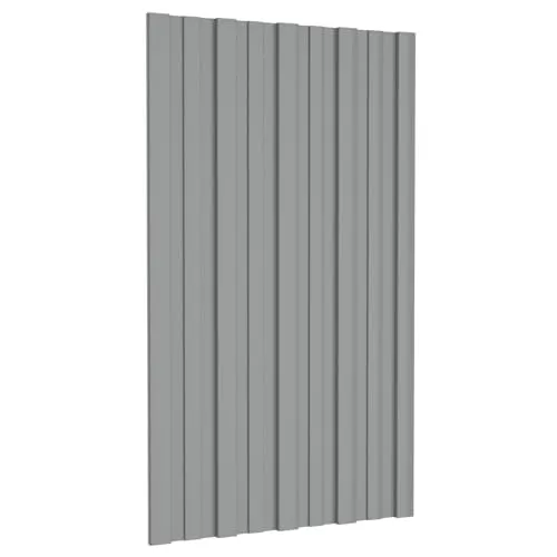 vidaXL Dachpaneel 36 Pcs Grau 80 x 45 cm aus verzinktem Stahl - Praktisches Dachelement für temporäre Garagen und Schuppen. Hergestellt aus robustem verzinktem Stahl, bietet es ein modernes Design und einfache Installation. Ideal für eine ansprechende und funktionale Dachgestaltung.