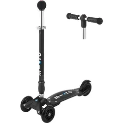 Micro Kickboard Compact schwarz Scooter - Flexibles Einsteigermodell - Roller / Kickboards – Ideal für Anfänger, bietet ein unverwechselbares Surfing-Gefühl mit wechselbarem Lenker und kompakter Bauweise für einfaches Verstauen.