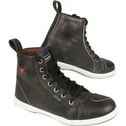 Modeka Lane Schuhe Schwarz Gr. 45 - Hochwertige Motorradstiefel - Motorradstiefel aus hochwertigem Rindleder mit verstärkten Bereichen für optimalen Schutz und zusätzliche weiße Schnürsenkel im Lieferumfang. Anatomische Einlegesohle für hohen Tragekomfort.