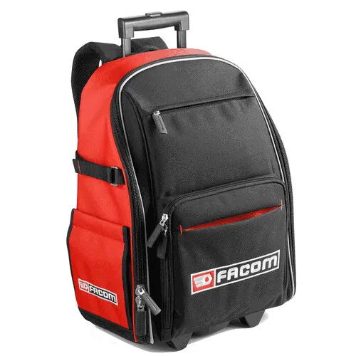 FACOM Werkzeugrucksack mit Rollen - Werkzeugkoffer mit robustem 1200 Denier Gewebe, zahlreichen Taschen für optimale Ordnung und einem ergonomischen Griff für bequemes Tragen. Ideal für Handwerker, die mobil bleiben wollen.