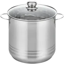 ELO Basic Großraumtopf Brillant 24 cm - Edelstahl Topf mit Glasdeckel, induktionsgeeignet und integrierter Volumenskala für einfaches Abmessen. Spülmaschinenfest und backofenfest bis 180 °C - ideal für jeden Koch!