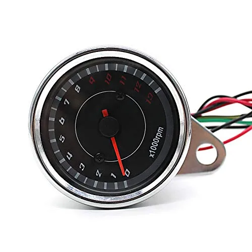 Craftride CVT Analog Drehzahlmesser Chrom für Motorräder - Universal Motorrad-Drehzahlmesser mit 13.000 u/min Anzeige, ideal für Nakedbikes und Custom-Umbauten. LED Hintergrundbeleuchtung in Blau für optimale Sichtbarkeit.
