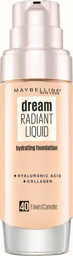 Maybelline Dream Radiant Liquid Foundation 30 ml Nr. 40 - Fawn - Flüssige Foundation mit natürlicher Deckkraft und Pflegeeffekt. Die innovative Formel mit 12H Feuchtigkeit sorgt für ein angenehmes Tragegefühl und ein strahlendes Finish. Ideal für ein frisches Aussehen im Alltag.