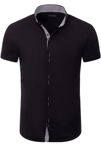 Reslad Herren Kurzarm Slim Fit Hemd | Elegantes Business Hemd in Schwarz XL - Stylisches Kurzarm Slim Fit Hemd für Herren in Schwarz – Ideal für den eleganten Auftritt im Büro oder in der Freizeit. Hochwertiger Stretchstoff sorgt für optimalen Komfort und eine moderne Passform.