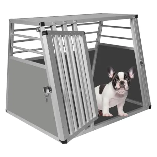 EUGAD Tiertransportbox XL - Alu Hundetransportbox für sicheres Reisen - Tier-Transportbox aus Aluminium mit guter Belüftung und Sicherheitsverschluss, ideal für große Hunde wie Husky oder Border Collie.