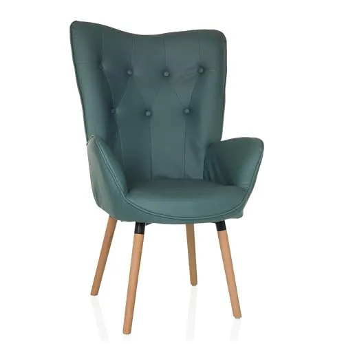 hjh LIVING Loungesessel HAVENIO I - Sessel im skandinavischen Design, bequemer Ohrensessel aus strapazierfähigem Veloursstoff mit Holzbeinen aus Buche für eleganten Komfort.