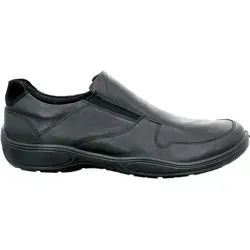 Jomos Herren Komfort Slipper Uni 383135363732 Schwarz 43 EU - Bequemer Herren Slipper aus robustem Glattleder, ideal für den Sommer. Mit weichem Lederfutter, AirComfort Wechselfußbett und optimalem Sitz durch seitliche Stretcheinsätze. Perfekt für Freizeitaktivitäten und lose Einlagen.