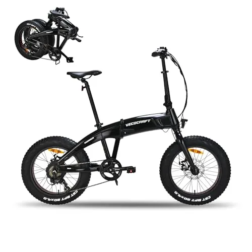 VecoCraft Hummer E Bike Klapprad 20 Zoll Elektrofahrrad mit 48V 10Ah Akku bis zu 80KM. E-Faltrad mit 4.0" Fettreifen, 7 Gäng Elektrofahrräder Trekking/City für Damen und Herren.
