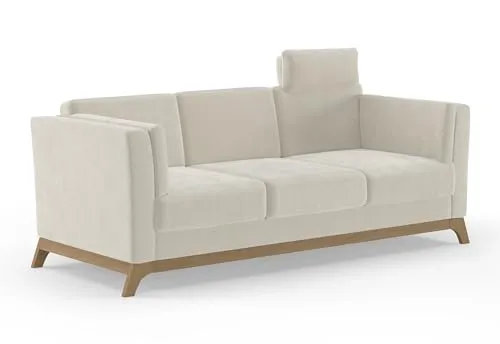 Cavadore 3er-Sofa Vida – Trendige 3-Sitzer Couch mit Holzrahmen - Stylisches 3-Sitzer Sofa mit massivem Holzrahmen in Buche und hochwertigem Mikrofaserbezug. Ideal für Komfort und Langlebigkeit, einfach zu reinigen und pflegeleicht. Maße: 213 x 84 x 93 cm.