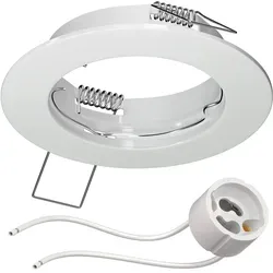 ledscom.de Deckeneinbaurahmen FERE, rund, weiß glänzend (GU10/MR16/GU5,3/50mm) inkl. GU10 Fassung