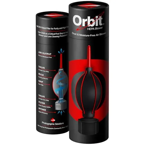 Orbit Blower with HEPA Filter - Air Blower Camera and Lens Cleaner - Camera Sensor Blower - for All Cameras, Sensors, Electronics and Sensitive Equipment - Dust Free Air Blower.