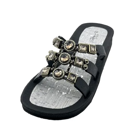 Linea Scarpa Damen Badeschuhe Thasos - Glitzer Badepantolette für Frauen - Stylische Badepantolette mit Glitzer-Perlen-Dekor, ideal für den Sommer und pflegeleicht. Perfekt für entspannte Tage am Strand oder Pool!