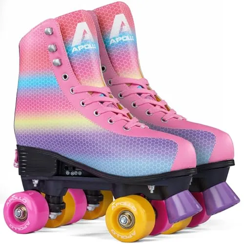 Apollo Rollschuhe Retro Discoroller, größenverstellbar für jeden Spaß - Inliner für Freizeit-Rollschuhlaufen, mit verstellbaren Größen für wachsende Füße und stylischem Retro Design. Ideal für Einsteiger und Fortgeschrittene, max. Benutzergewicht 80 kg.