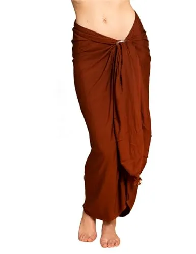 PANASIAM Sarong uni brown, 250x116cm - Pareos & Strandkleider für Damen, aus 100% Viskose für besten Tragekomfort und vielseitig einsetzbar als Strandtuch, Wickelkleid oder Halstuch.