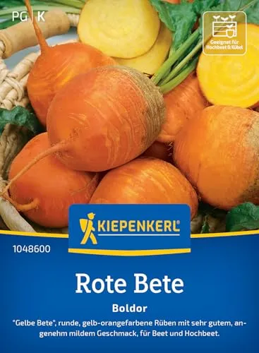 Kiepenkerl Rote Betesamen Boldor 1048600 - Zarte gelb-orange Rüben, mild-süßer Geschmack, Gemüsesamen ideal für Baby-Beets und Rohkost, Rübensamen für 6-8 lfd. Meter
