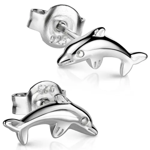 MATERIA Delphin Mädchen Ohrstecker 925 Silber - Asymmetrische Ohrstecker aus 925 Sterlingsilber im Delfin-Design. Mit abgerundeten Kanten und leichtem Gewicht von 0,6g pro Stecker. Ideal für kleine Schmuckliebhaber und stilvoll verpackt im edlen Etui.