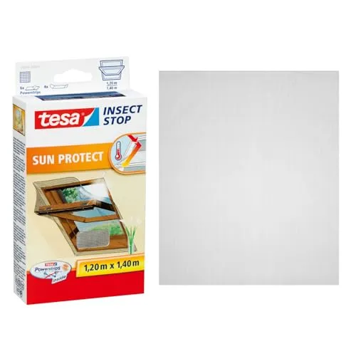tesa Fliegengitter-Gewebe Insect Stop Comfort für Fenster - 1,2 m x 2,4 m - Fliegengitter für Fenster, bietet effektiven Insektenschutz ohne Bohren, individuell zuschneidbar und einfach zu montieren - für eine angenehme Wohnatmosphäre.