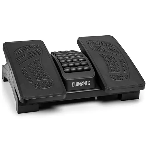 Duronic FT04 Fußstütze Schreibtisch, Höhenverstellbare Fußhocker, Fußbank mit Massagefunktion, Ergonomische Fußablage, Fußreflexzonen, Fußablage, Footrest, für Schreibtisch Büro Zubehör Gaming