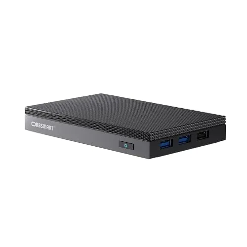 Orbsmart AW-15L Mini-PC - Lüfterloser Win11 Pro Desktop-PC, stromsparend mit Intel N100 CPU, 8GB RAM und 256GB eMMC für 4K Ultra-HD Unterhaltung
