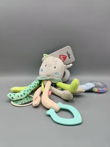 Fehn Activity-Oktopus 30cm Rassel Spielzeug mit Klemme Meereskinder
