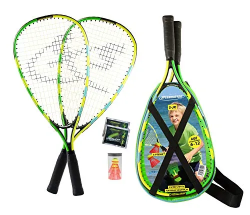 Speedminton Sport Junior Speed Badminton Set, Grün, 60 cm - Badminton- & Federballsets für Kinder: Innovatives Crossminton Set mit leichten Rackets und speziellen FUN Speeder Bällen, ideal für Einsteiger und Familienaktivitäten im Freien.
