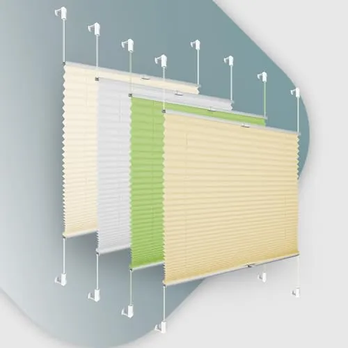 Plisseerollo ohne Bohren Klemmfix 90x120cm(BxH) Creme Jalousie Sonnenschutz Easyfix Faltrollo Lichtdurchlässig Rollo für Fenster & Tür