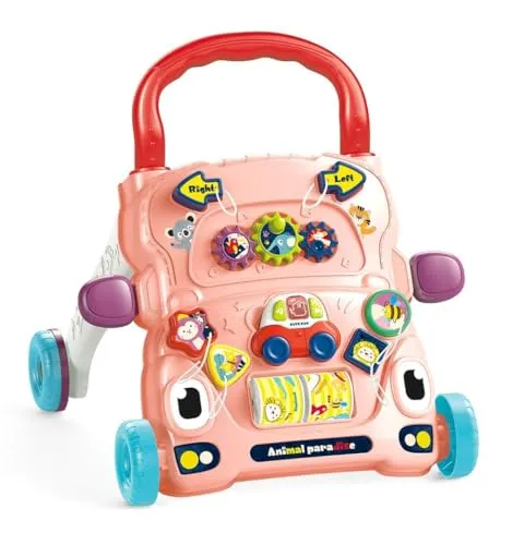Chipolino FUNNY ANIMALS Pink: Deambulatore multifunzionale. 6+ mesi. Stimola l'andatura, l'equilibrio e la coordinazione. Luci, suoni e giocattoli colorati. 2 batterie AAA (non incluse). Conforme allo