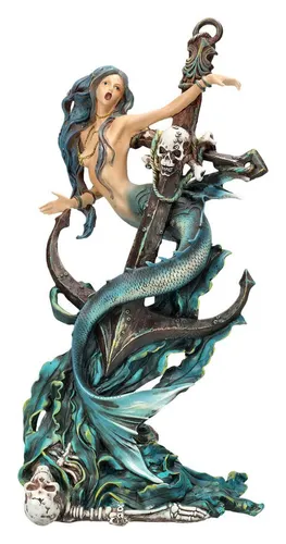 Figuren Shop GmbH Dekofigur Meerjungfrau – Death Tide Statue von Alchemy, 35cm - Gothic Dekofigur aus hochwertigem Kunststein, detailreich handbemalt und zieht alle Blicke auf sich. Ideal für Sammler und Liebhaber mystischer Atmosphären.