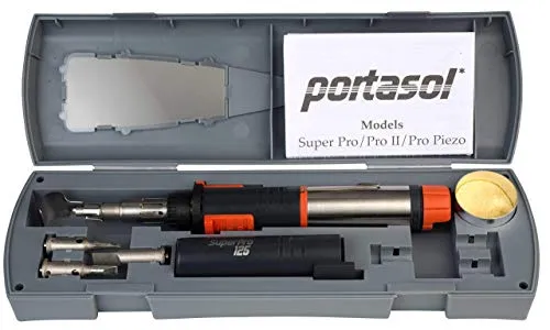 PORTASOL SP-1K 10589330 Super Pro 125-Watt Heat Tool Kit with 7 Tips Professionelles Gaslötset 25-125 W 580 Grad C, Grau/Orange, 12-inch