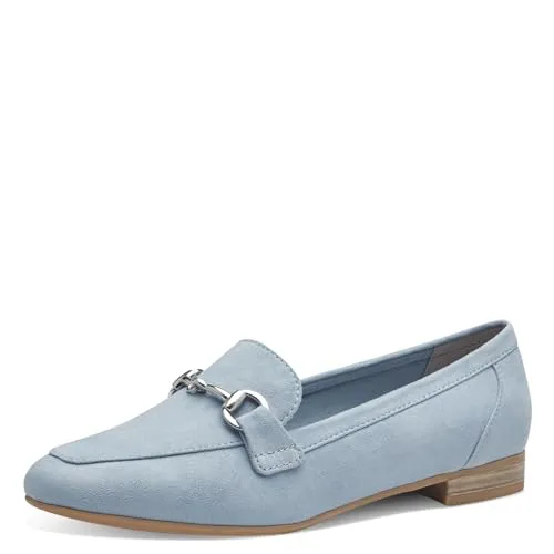 MARCO TOZZI Damen Slipper mit Zierspange – Bequeme Loafer in Mehrfarbig, Größe 42 - Stylischer Damen Slipper von Marco Tozzi mit glänzender Zierspange und samtiger Haptik. Die gepolsterte Innensohle sorgt für hohen Tragekomfort – ideal für den Alltag!