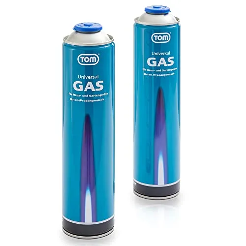 TOM 2 x, 4 x oder 8 x 330 g Universalgas Kartuschen mit Schraubgewinde 600 ml – Propan/Butan Gas Kartuschen LG-600 sind ideal für Unkrautbrenner, Abflämmgerät, Lötbrenner, Gaslampe & Co.