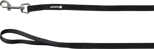 Hundeleine – Trainings- und Suchleine mit Handschlaufe – 5m x 13mm – Flamingo Caspar Schwarz – Biothane – Karabiner verchromt