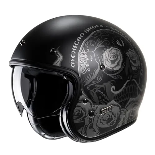 HJC Motorrad Helm V31 Desto MC5SF Gr. L - Retro Vintage Jethelm in Größe L mit kratzfestem Visier und integriertem Sonnenvisier für besten Schutz und Komfort. Ideal für alle Jahreszeiten und ausgestattet mit einer praktischen Aufbewahrungstasche.