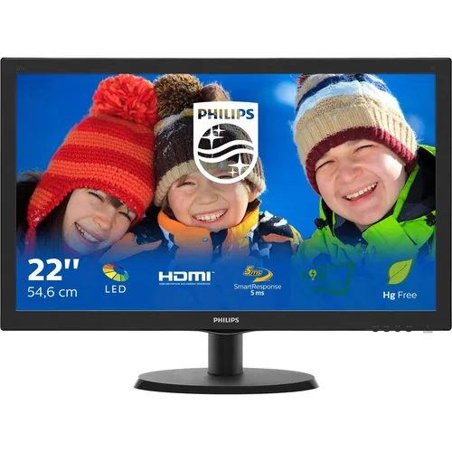 Philips V Line 223V5LHSB2/00 21,5" Full HD LED Monitor - Erleben Sie brillante Full HD-Bilder auf dem Philips V Line Monitor. Mit HDMI-Anschluss und SmartControl Lite für einfache Anpassungen bietet er lebendige Farben und hohe Bildqualität – ideal für Büro und Entertainment.