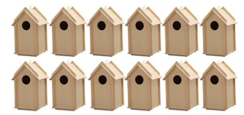 Avantgarde Vogelhaus Bausatz Stecksystem - Bastelset für Kinder mit 12 Schichtholz Vogelhäusern, einfach zu montieren und ideal zum Bemalen. Fördert Kreativität und Naturverbundenheit.