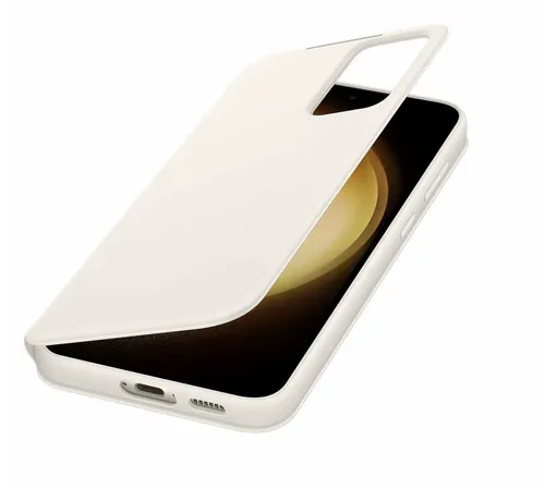 Samsung Smart View Wallet Case EF-ZS916 für Galaxy S23+ - Schützt Display & Rückseite, mit Kartenfach und Sichtfenster in Cream