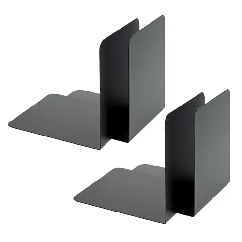 Alco-Albert 4302-10-4 - Buchstützen aus Metall, 4 Stück / 2 Paar, schwarz, 130 x 140 x 140mm, für Schule, Büro und Zuhause