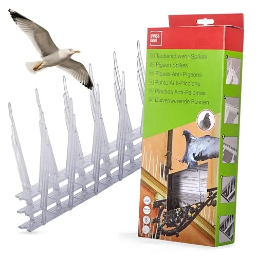 SWISSINNO Vogelabwehr Spikes Taubenabwehr 100cm - Zaun Spikes der Vogelabschreckung deckt 3 X 33cm - Langzeitschutz zur sofortigen Montage - UV-beständig - Tauben Abschreckung
